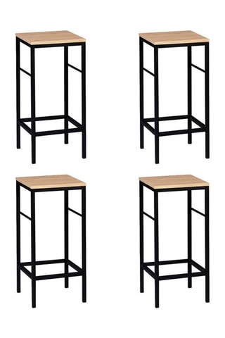 Tabourets de bar Memphis assise en bois et pieds métal - lot de 4