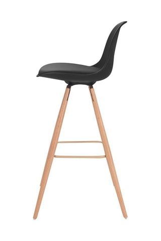 Tabourets de bar Oslo assise matelassée noire et pieds bois - lot de 2