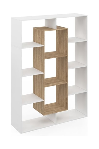 Etagère bibliothèque Paulette 11 compartiments bois et blanc 143cm