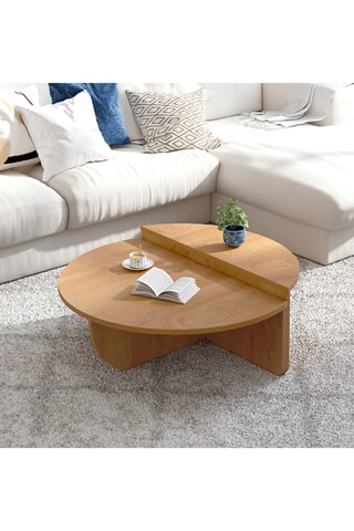 Tables basses rondes asymétriques effet bois