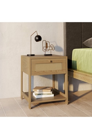 Tables de chevet Erin en cannage 1 tiroir - lot de 2