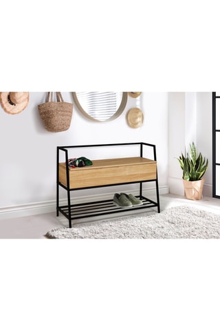 Banc coffre Timéo bois et pieds noirs L100cm