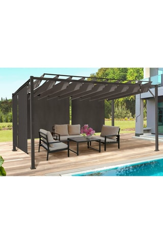 Pergola Venice toit lames orientables et 4 stores gris 3x4m