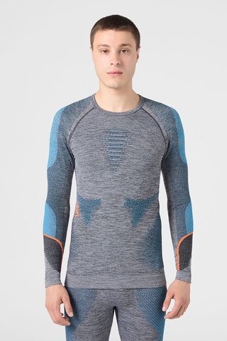 T-shirt - Cinzento mesclado e azul-cobalto