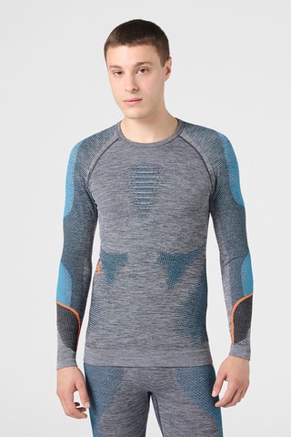 T-shirt - Cinzento mesclado e azul-cobalto