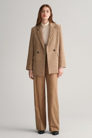 Pantalon taille haute en laine - Beige