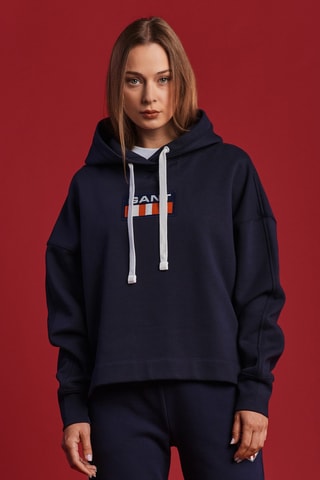 Sweat relaxed à capuche - Bleu marine