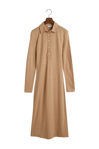 Robe chemise slim en laine - Beige