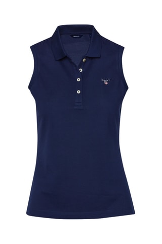 Polo slim sans manches - Bleu marine