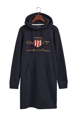 Robe sweat relaxed à capuche - Bleu marine