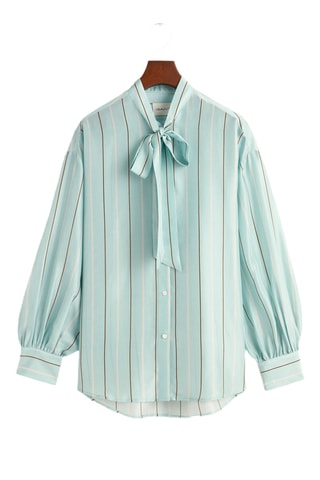 Chemisier noué relaxed en soie - Turquoise