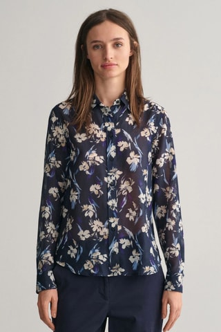 Chemise regular en soie - Bleu marine