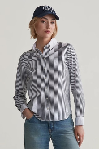 Chemise regular - Blanc et bleu marine