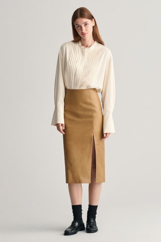 Jupe fourreau taille haute midi - Camel