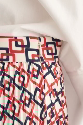 Jupe taille haute plissée midi - Crème