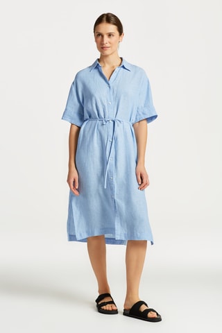 Robe chemise relaxed en lin - Bleu clair