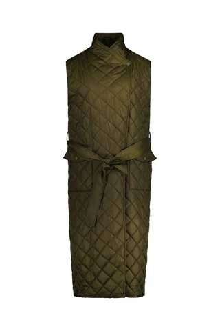 Doudoune longue relaxed sans manches - Kaki