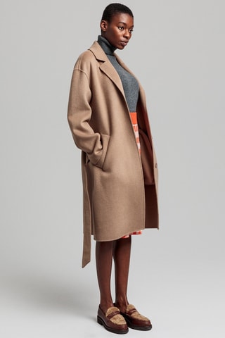 Manteau regular en laine - Beige foncé