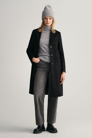 Manteau regular en laine - Noir