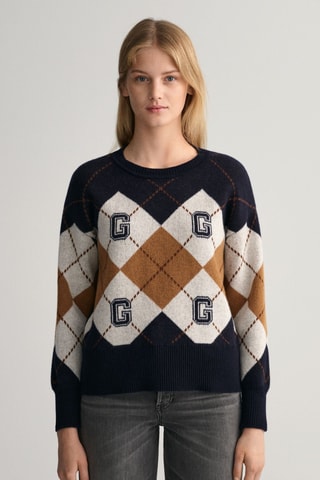 Pull relaxed en laine - Bleu marine