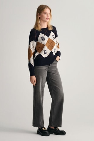 Pull relaxed en laine - Bleu marine