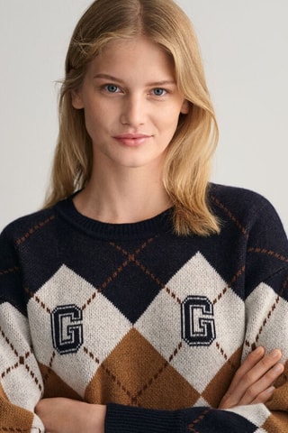 Pull relaxed en laine - Bleu marine