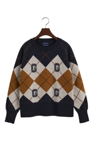 Pull relaxed en laine - Bleu marine