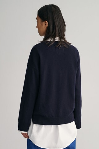 Pull regular en laine - Bleu marine