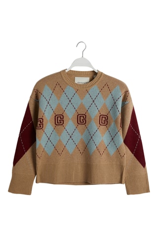 Pull regular en laine - Marron et bleu