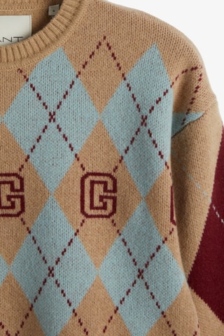 Pull regular en laine - Marron et bleu
