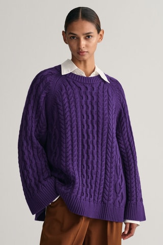 Pull oversize en laine mérinos - Violet