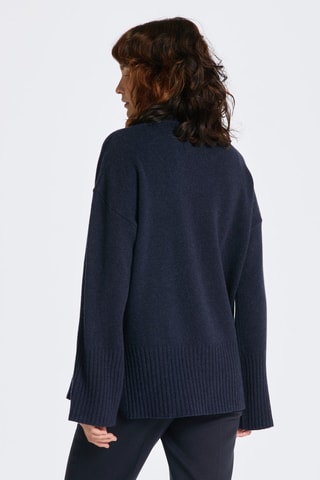 Pull relaxed en laine - Bleu marine