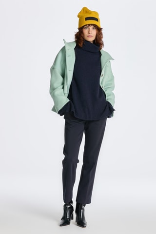 Pull relaxed en laine - Bleu marine