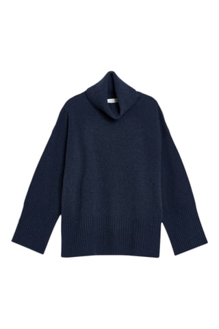 Pull relaxed en laine - Bleu marine