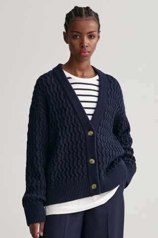 Gilet relaxed en coton biologique - Bleu marine