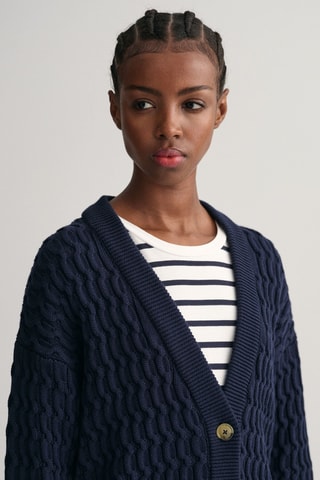 Gilet relaxed en coton biologique - Bleu marine