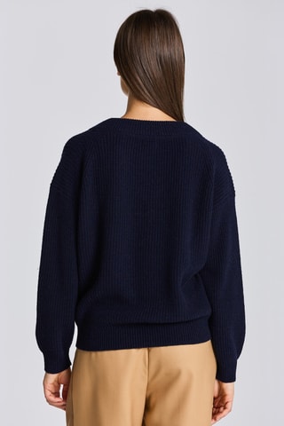 Pull relaxed en laine - Bleu marine
