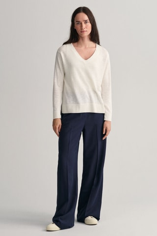 Pull relaxed en soie - Blanc cassé