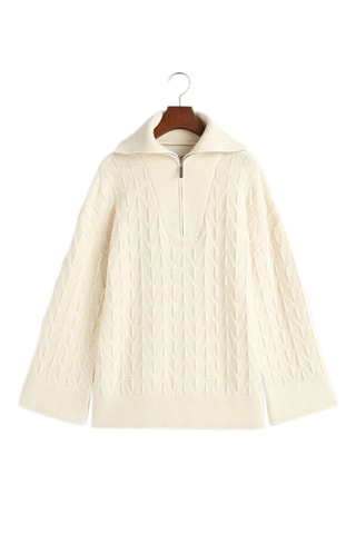 Pull relaxed en laine mérinos - Crème