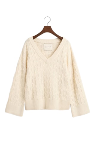 Pull relaxed en laine mérinos - Crème