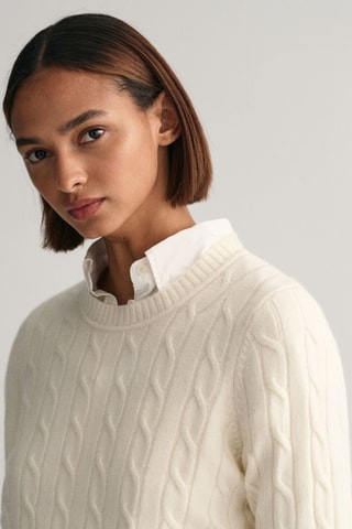 Pull regular en laine - Crème
