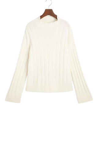 Pull relaxed en laine - Crème