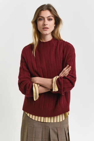 Pull relaxed en laine - Bordeaux