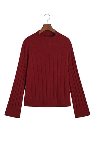 Pull relaxed en laine - Bordeaux