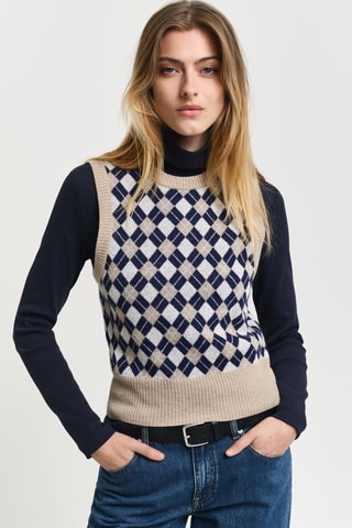 Pull regular en laine sans manches - Beige