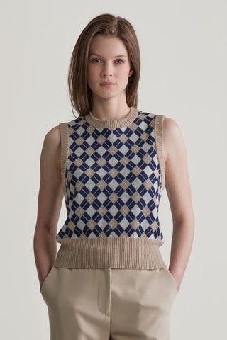 Pull regular en laine sans manches - Beige