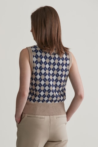 Pull regular en laine sans manches - Beige