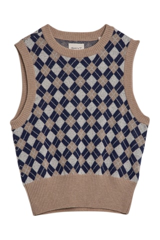 Pull regular en laine sans manches - Beige