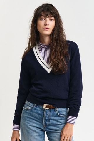 Pull regular en laine - Bleu marine