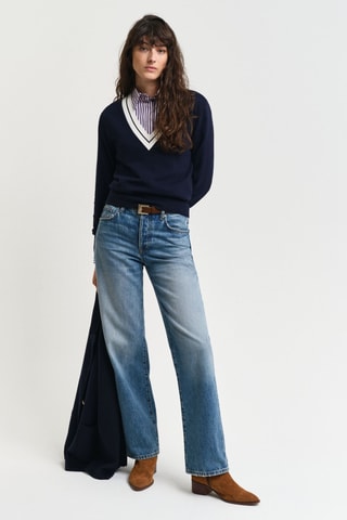 Pull regular en laine - Bleu marine